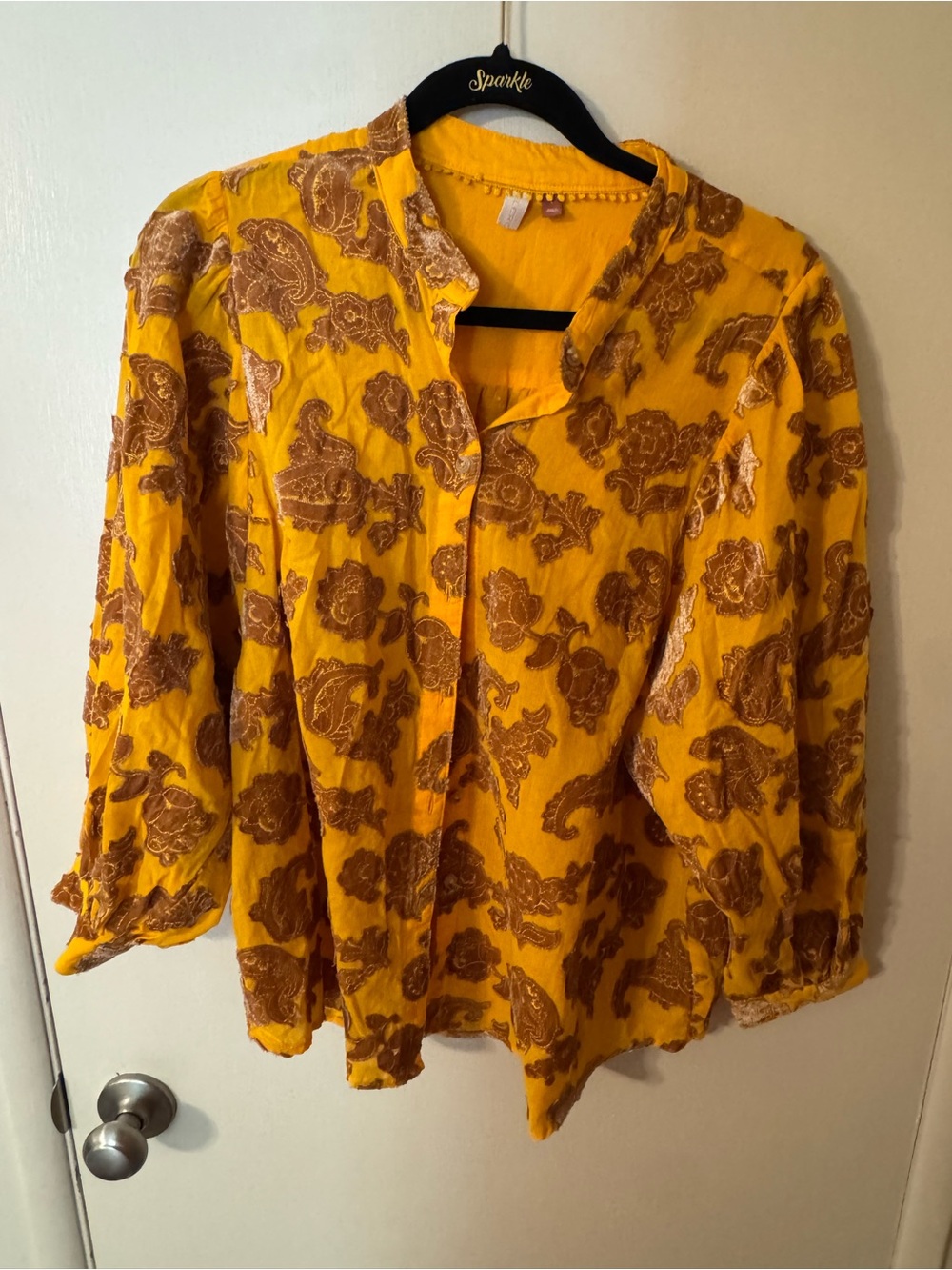 Pilcro Mustard Yellow Paisley Blouse
